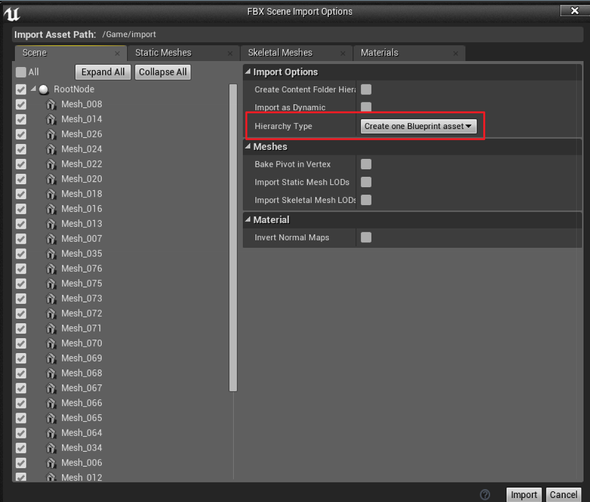 Ue4 Fbxファイルを丸ごとインポート Import Into Level を使ってみる 株式会社ヒストリア