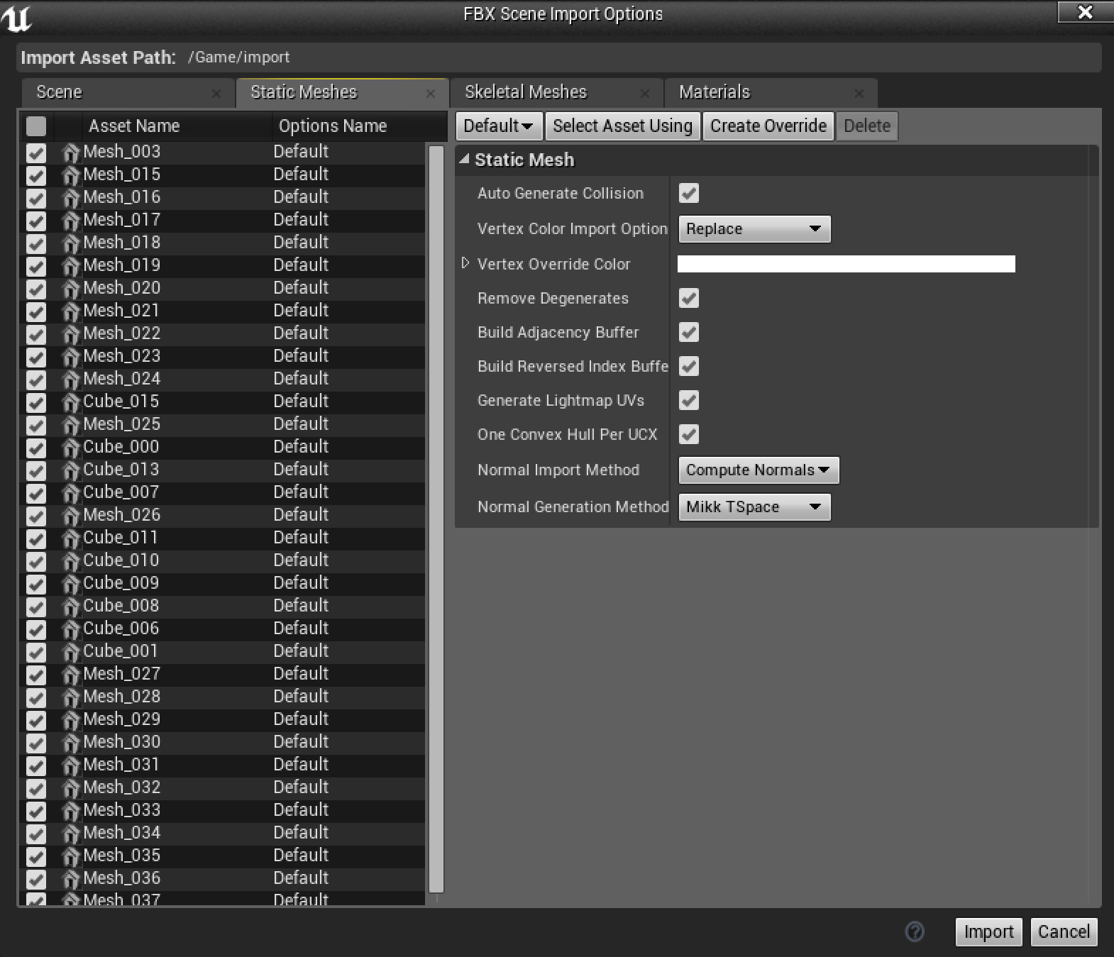 Ue4 Fbxファイルを丸ごとインポート Import Into Level を使ってみる 株式会社ヒストリア