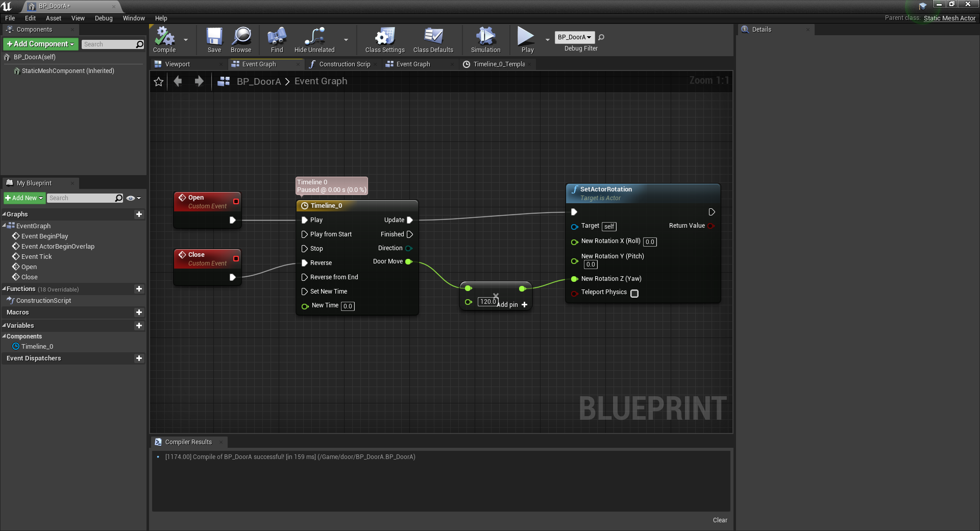 Ue4 ドアの動きをtimelineとcurveアセットで管理する方法 株式会社ヒストリア